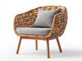 Sillones de ratán natural 75x70x80 cm marrón claro con cojín estilo moderno ligero
