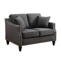 Sofás 2 plazas tapizados de tela con patas torneadas 165x90x88 cm - gris oscuro-negro - diseño clásico