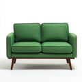 Sofás 2 plazas 155x80x83 cm - tapizado verde y patas de madera marrón - diseño moderno para salón