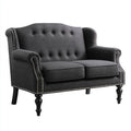 Sofás 2 plazas tapizado en tela 152x84x86 cm - Gris oscuro y negro - diseño clásico