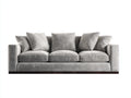 Sofás 3 plazas de tela 218x90x84 cm - gris claro y marrón - base baja para salón