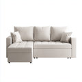 Sofás de esquina de tela 235x155x82 cm - beige claro - diseño moderno capitoné