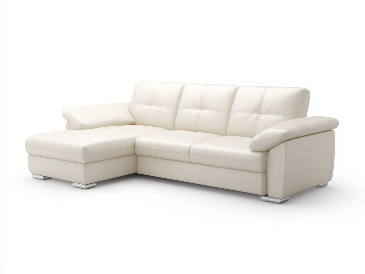 Sofás de esquina cuero sintético 248x170x88 cm crema - diseño contemporáneo