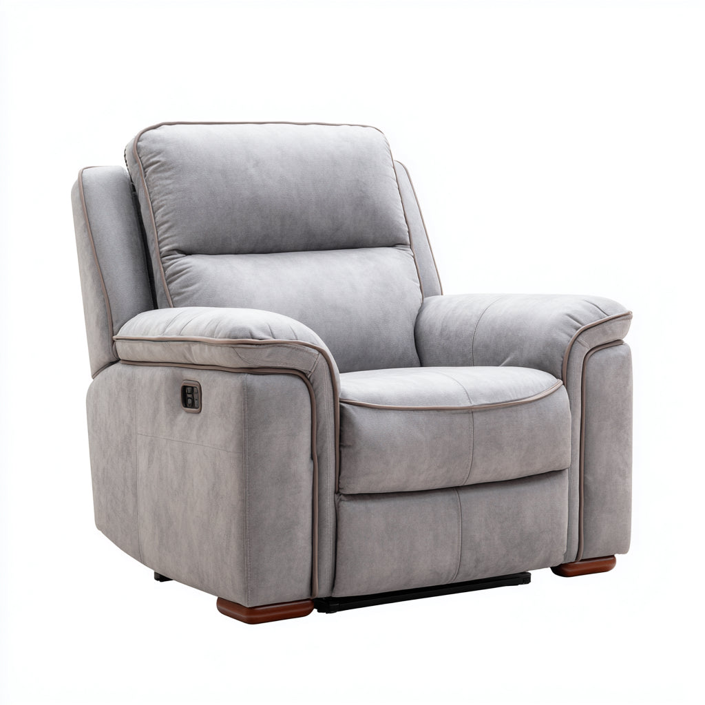 Sillones reclinables tejido 92x104x110 cm - gris claro - estilo moderno con reposapiés eléctrico acolchado