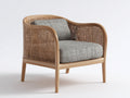 Sillón de ratán madera 88x82x76 cm - natural-gris - diseño curvo con cojín