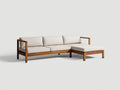 Sofás de exterior de madera 260x160x75 cm - madera natural-beige - diseño moderno para jardín