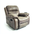 Sillones reclinables de piel sintética 94x98x105 cm - Gris oliva - diseño acolchado con reposapiés para salón