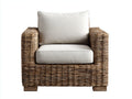 Sillones de ratán sillón ratán 95x90x80 cm - marrón y beige - con reposabrazos - diseño natural
