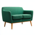 Sofás 2 plazas tapizado en tela 148x80x81 cm - Verde y madera natural - diseño moderno