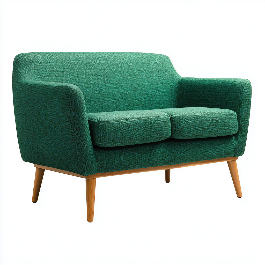 Sofás 2 plazas tapizado en tela 148x80x81 cm - Verde y madera natural - diseño moderno