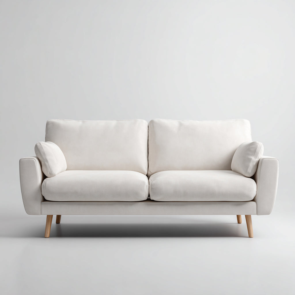 Sofás 2 plazas tapizado en tela 165x82x78 cm - blanco-natural - diseño moderno para salón