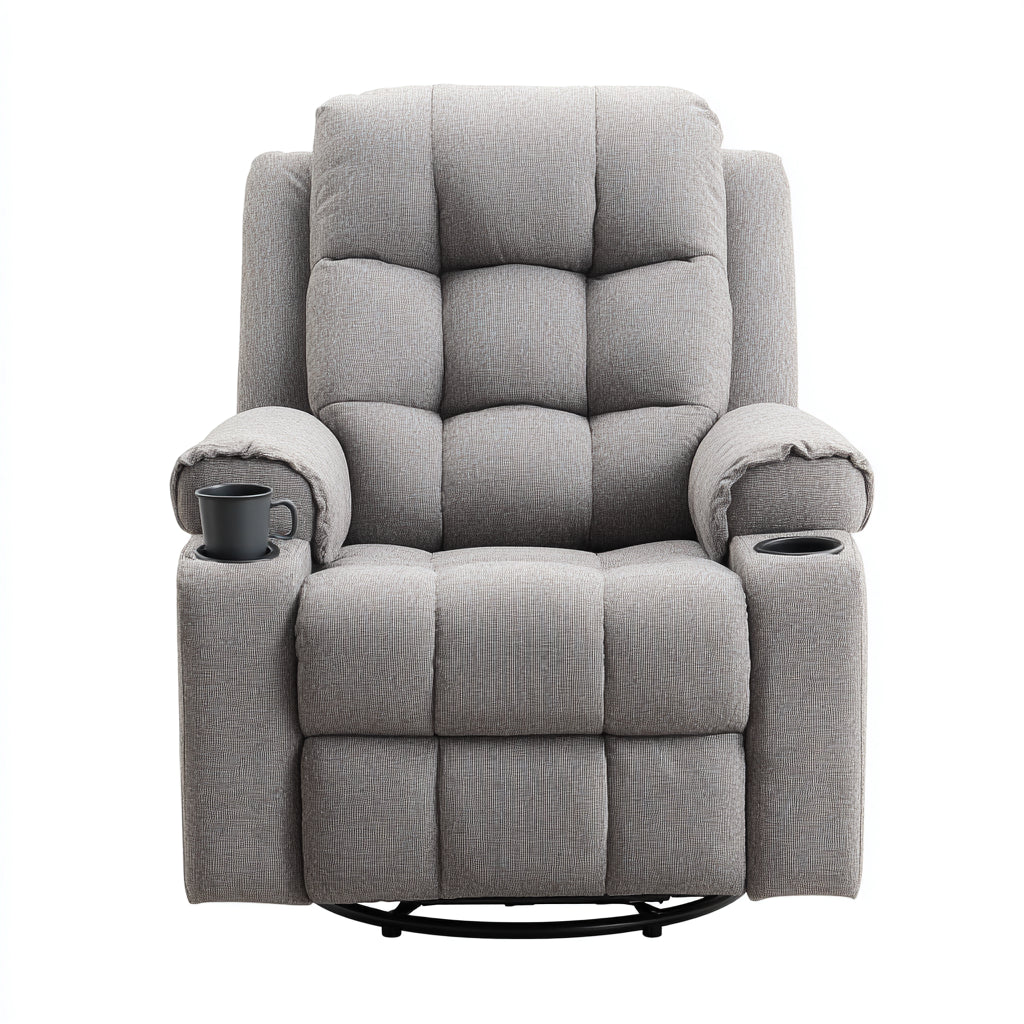 Sillones reclinables tela acolchada 100x102x108 cm - gris - función reclinable con portavasos