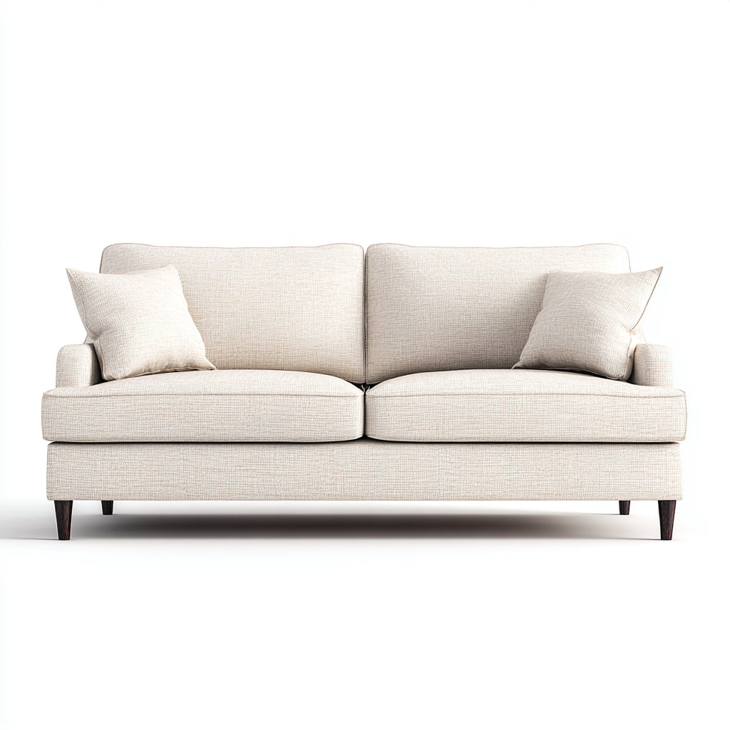 Sofás 2 plazas 168x84x82 cm - tapizado beige y patas de madera marrón - diseño moderno para salón