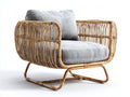 Sillones de ratán sillón ratán 90x80x75 cm - marrón y gris - con reposabrazos - diseño moderno