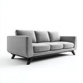 Sofás 3 plazas de tela 214x88x82cm gris-negro para salón - diseño moderno con patas inclinadas