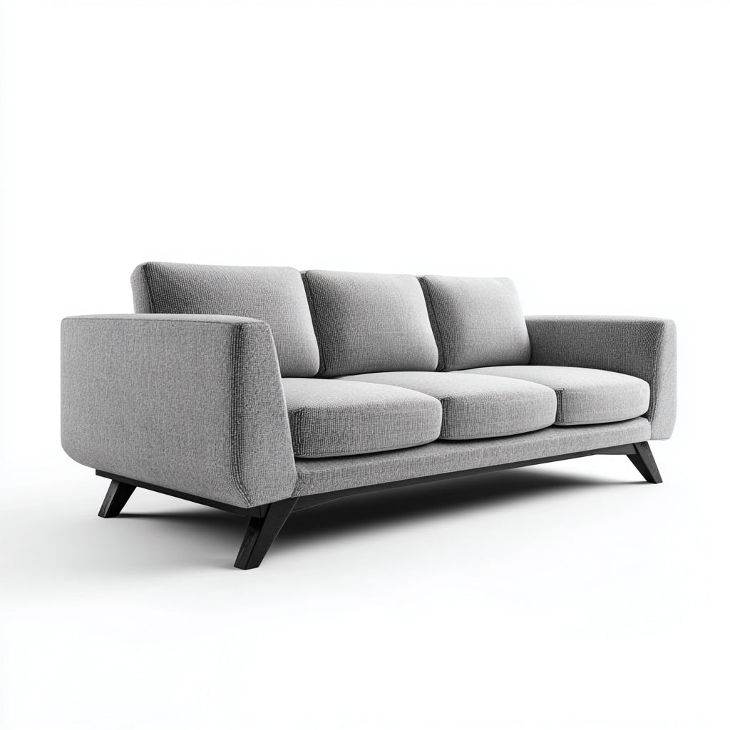 Sofás 3 plazas de tela 214x88x82cm gris-negro para salón - diseño moderno con patas inclinadas