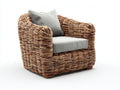 Sillones de ratán natural 82x78x76 cm marrón claro con cojín estilo compacto moderno