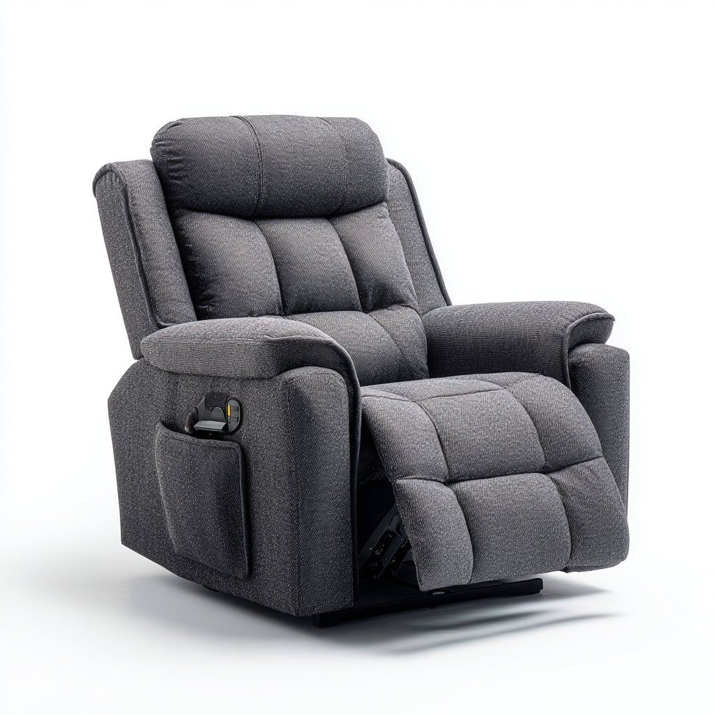 Sillones reclinables tela 91x96x103 cm gris oscuro - Funcion relax manual acolchado