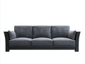 Sofás 3 plazas de tela 213x85x81 cm - azul grisáceo y negro - brazos abiertos para salón