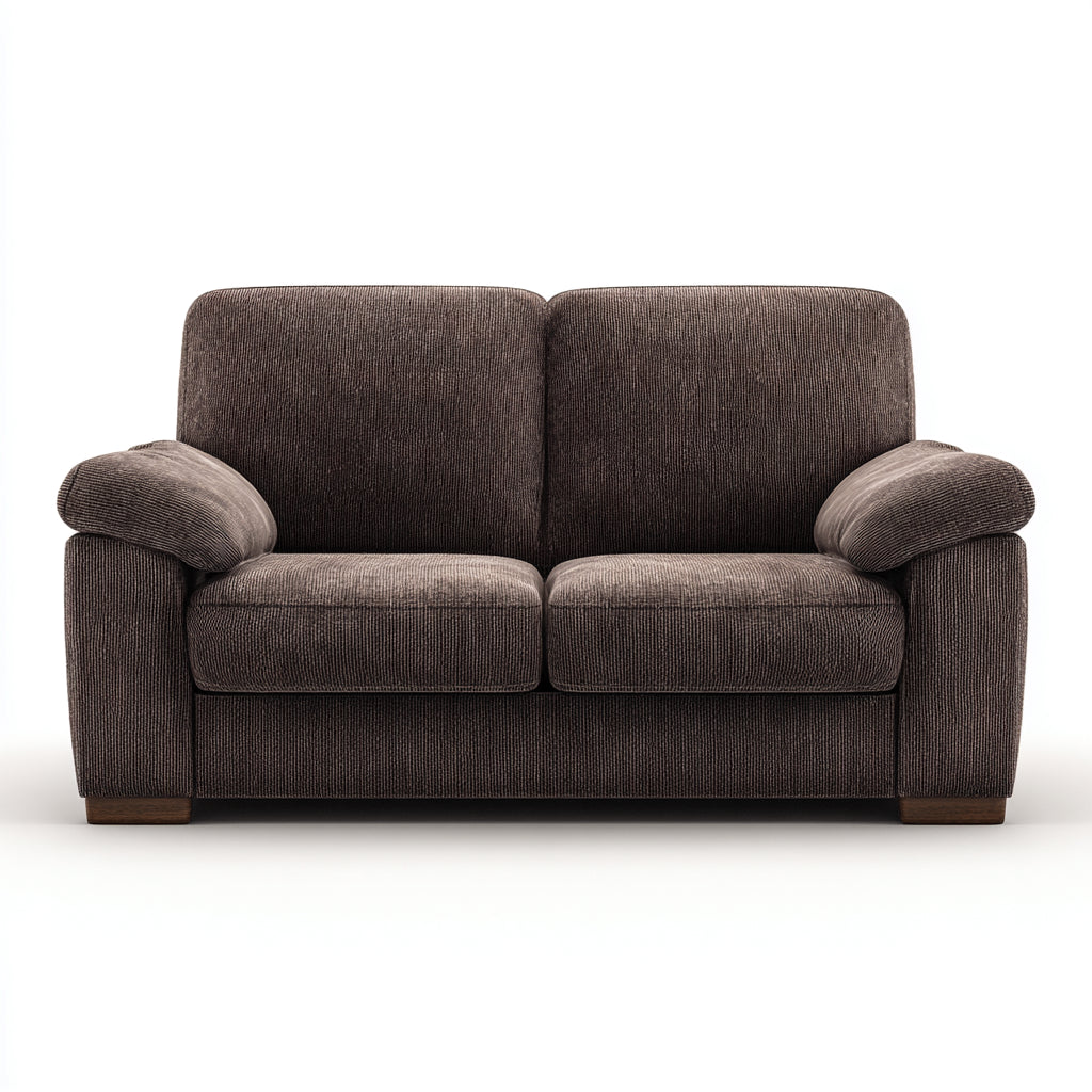 Sofás 2 plazas de tela acanalada con respaldo acolchado 170x92x88 cm - marrón oscuro - diseño confortable