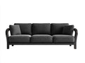 Sofás 3 plazas de tela 215x86x80 cm - gris oscuro y negro - brazos curvos para salón