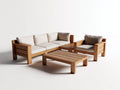 Sofás de exterior madera maciza 200x75x70 cm - madera natural y cojines beige - conjunto jardín moderno