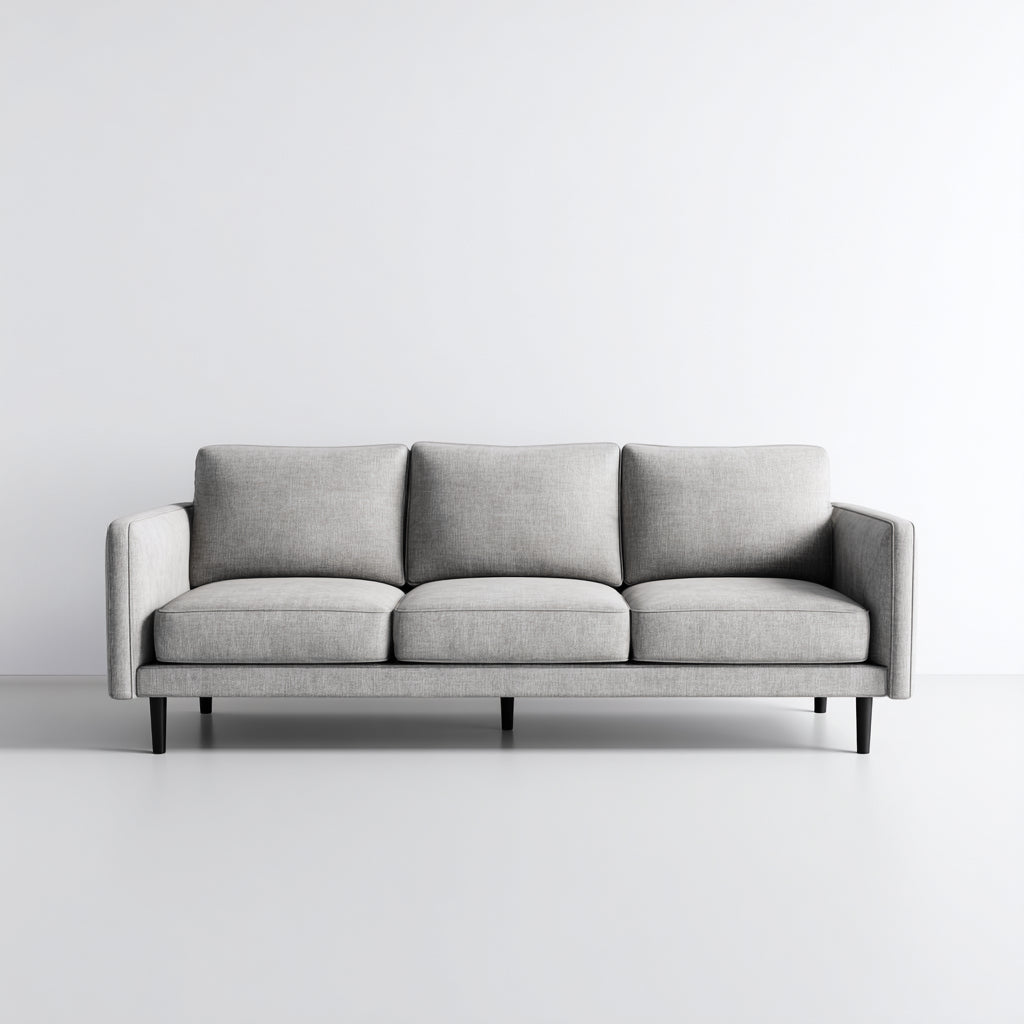 Sofás 3 plazas tela 210x88x82 cm gris claro diseño moderno