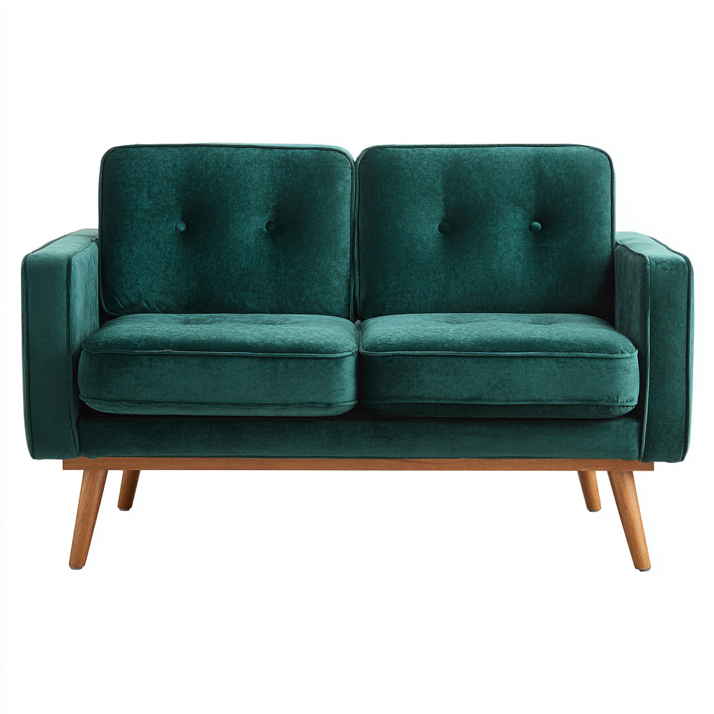 Sofás 2 plazas tapizado en terciopelo 150x78x82 cm - verde-natural - estilo moderno para salón